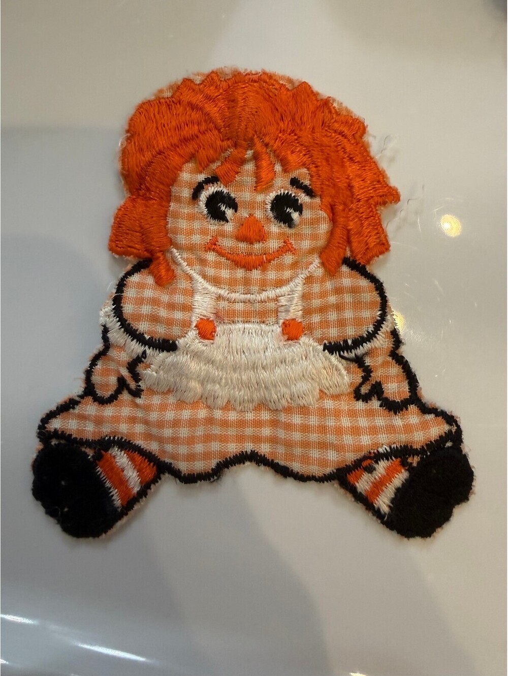Vintage Raggedy Ann Embroidered Patch with Orange Hair